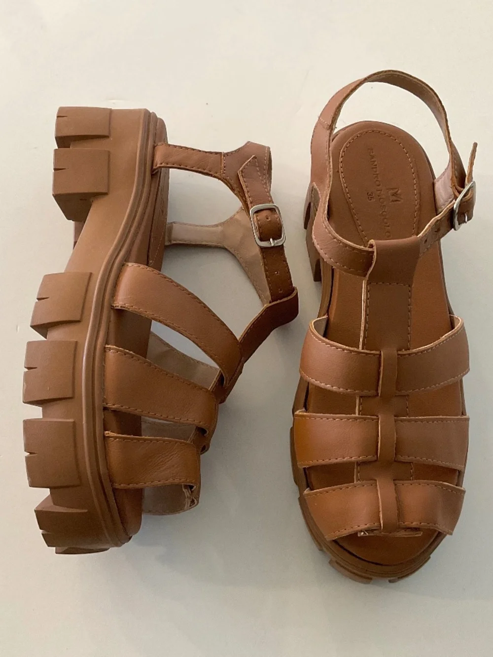 SANDRO MOSCOLONI Platform Lug Sole Sandals in Brown Size 6.5